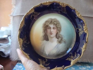 RC Philip Rosenthal Antique Gold & Cobalt Portrait Plate ~ 8.25in ~ VGC - Picture 1 of 9