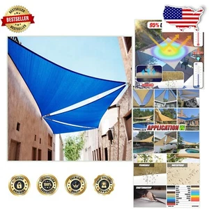Durable Blue Triangle Sun Shade Sail 15' x 15' x 15' - Ideal for Pool and Patio - Picture 1 of 10