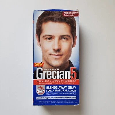 Grecian5 Medium Brown Permanent Shampoo In Hair Color Just For Men Grecian 5 - Image 1 of 4