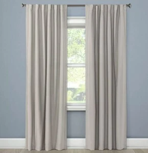 1 Textured Seagull Gray Curtain Panel-Threshold-95"L x 55"W Light Filtering NEW  - Picture 1 of 7
