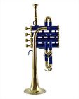 Summer Sale !! New Blue Brass Finish Bb/A Flat Piccolo Trumpet +Case+M/P