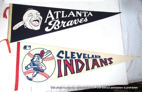 Vintage Atlanta Braves & Cleveland Indians MLB Baseball Pennants Full Size 30" Cover