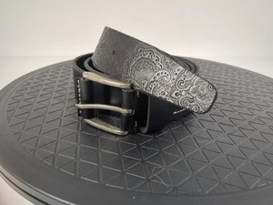 Cinturón para hombre Robert Graham cachemir cuero en relieve talla 54/56 negro - Imagen 1 de 7