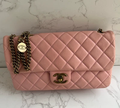 Bolso de Hombro Chanel Clásico Cadena Solapa Oro Rosa Mujer Diamante Diseñador Foto 1 de 4