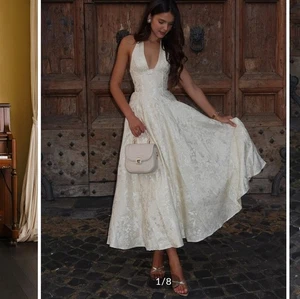 Commense Cream Halter Formal Maxi Dress Belle Skirt Tapestry NWT Tulle Corset M - Picture 1 of 11