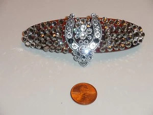 Crystals & Fancy Horseshoe Barrette SILVER/CLEAR Handmade & Fab! - Picture 1 of 6