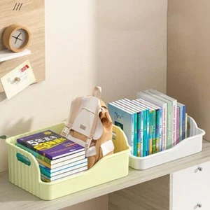 Plastic Movable Book Storage Box with Pulley Toy Storage Box Student - Picture 1 of 9