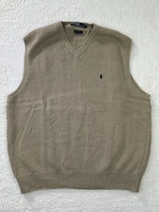 Vintage Y2K Polo by Ralph Lauren Linen Cotton Blend Tan Sweater Vest Men Size XL - Picture 1 of 6