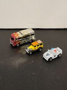 Vintage Micro Machines Lot of 3 Chrome Bus, Ford Woody, State Patrol Galoob 1989