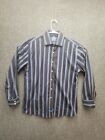 English Laundry Shirt Mens 16.5 Blue Gray Striped Button Up Long Sleeve