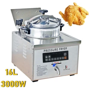 16L 3KW Commercial Electric Pressure Chicken Fish Stainless Fryer Machine90-190℃ - Picture 1 of 15