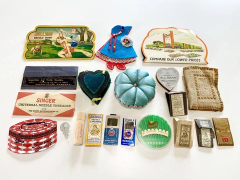 Antique Sewing Lot Needle Books Pin Cushion Handmade + Japan England VTG SWEET Cover