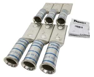 6 Panduit LCCF350-12-6 Two Hole Flex Lugs Blue Compression Connectors Copper NEW - Picture 1 of 3