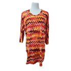 NEW American City Wear Women's Size 2X Colorful Tunic Top Stretch Open Sleeve 