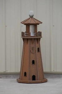 39" Octagon Electric and Solar Powered Poly Lighthouse Antique Mahogany - Picture 1 of 2