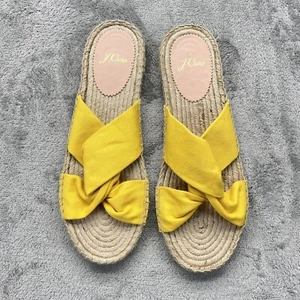 J. Crew Yellow Twisted Canvas Fabric Slide Espadrilles Sandals Women Size 10 - Picture 1 of 6