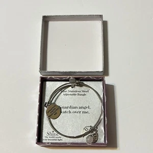 Shine Bracelet Guardian Angel Watch Over Me Stainless Steel Adjustable Bangle - Picture 1 of 7