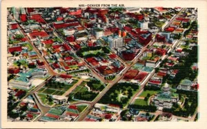 Colorado Postcard Denver CO From the Air Aerial Linen Unused 1940s Bird's Eye - Picture 1 of 2
