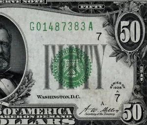 1928A $50 Federal Reserve Note Chicago FR#2101-G PMG 55 G01487383A (AFJ) - Picture 1 of 4