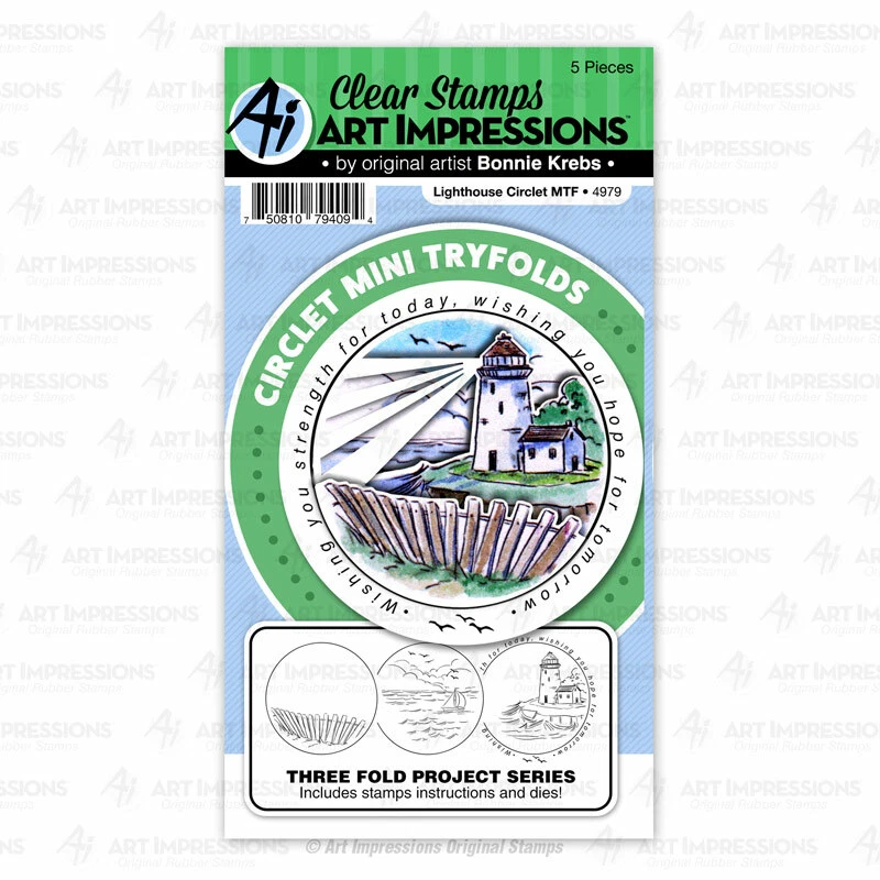 Art Impressions Rubber Stamp Mini Tryfolds Die Lighthouse Circlet