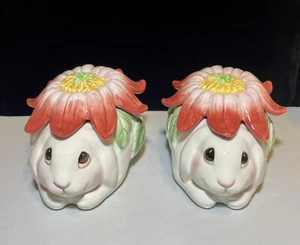 Fitz and Floyd  Pair of Bunny Blooms Lidded Box Trinket Jar SPRING Easter - Picture 1 of 15