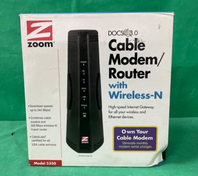 Zoom 5350 DOCSIS 3.0 Cable Modem and Wireless N Router - Image 1 of 4