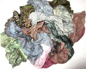 ADS Lot 100% Pure Silk Vintage Sari Fabric remnants scraps MANY COLORS SIZE DIY