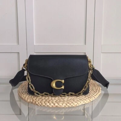 Bolso de hombro COACH CAF52 cadena atigrado cadena negro cuero precio premium - Imagen 1 de 4