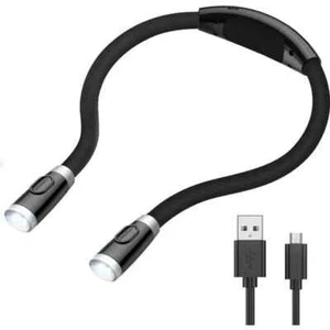 Leselampe Nacken 4 LED Wiederaufladbar Variable Intensität 30x30x660 mm Schwarz - Bild 1 von 5