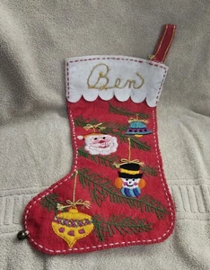 Vintage Bucilla Crewel Weihnachtsstrumpf "Yuletide Ornaments" komplett "Ben" - Bild 1 von 5