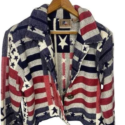 Don’t Mess With Texas Flag Knit Jacket Women’s Small Patriotic Stars Stripes USA - Image 1 of 4