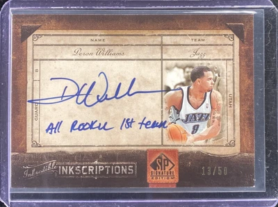 DERON WILLIAMS 2006-07 UD SP SIGNATURE EDITION INKREDIBLE INKSCRIPTIONS AUTO /50 - Image 1 of 2