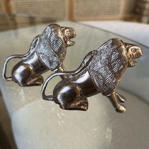 Antique c1900 Silverplate Figural Lions| Possibly WMF, UK Origin Pair - Picture 1 of 8