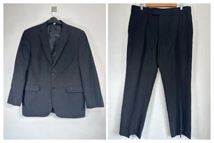 Aston & Gun 2 Piece Suit Mens Size Blazer 42" Trousers W36" Short Black Formal - Picture 1 of 17