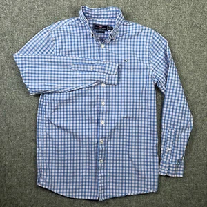 Camisa con botones Vineyard Vines juvenil XL azul rosa a cuadros manga larga logotipo de ballena - Imagen 1 de 17