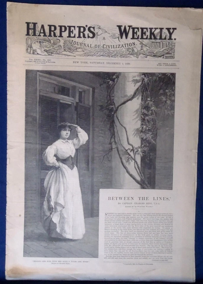 HARPERS VOL XXXII DEC 1 1888 NEWSPAPER FREDERIC REMINGTON SPAIN MEXICO HATIA - Image 1 of 4