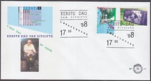 PAÍSES BAJOS Sc # 729-30 FDC EUROPA 1988 - TRANSPORTE MODERNO, CICLISTAS, COCHES - Imagen 1 de 1