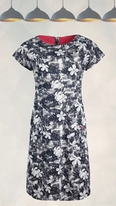 Ex Weird Fish Women’s Tallahassee Organic Cotton Jersey Dress in Dark Denim - Picture 1 of 4