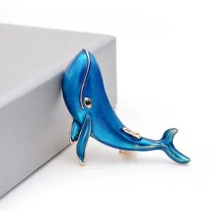 Blue Color Whale Brooches for Women Fashion Sea Animal Jewelry Enamel Pins - Imagen 1 de 3