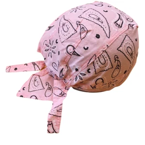 Pink Durag Skull Cap Head Wrap Biker Motorcycle Du Do Paisley Bandana Doo Rag - Picture 1 of 3