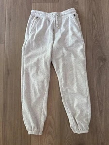 Athleta Girl M/8-10 White Speckled Jogger Sweatpants With Elastic Waist & Drawst - Picture 1 of 4