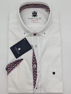 Camisa manga corta HATICO SPORT cuello abotonado talla M 39/40 blanco ajuste regular - Imagen 1 de 8