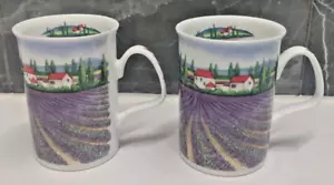 2 x TUSCANY Coffee Mugs Roy Kirkham England 2004 Lavender Vintage - Picture 1 of 8