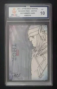 2011 UPPER DECK MARVEL THOR THE MIGHTY AVENGER SKETCH CARD 1/1 GRADED 10 R. PACE - Picture 1 of 6