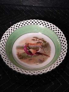 Schumann Bavaria Germany Pheasant Bowl Dish with Lattice Edge - Picture 1 of 5