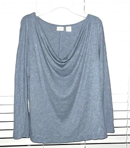 St. Tropez West Light Blue Cowl Neck 3/4 Sleeve Lightweight Shirt Medium - Picture 1 of 3