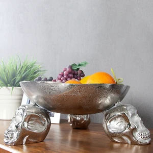 Design Deko-Schale SKULL 35cm silber Aluminium Totenkopf Deko-Schüssel - Bild 1 von 10
