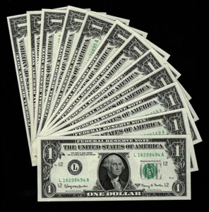 $1 Federal Reserve Note Series 1963-A COMPLETE District Set 12 Notes Uncirculate - Picture 1 of 3