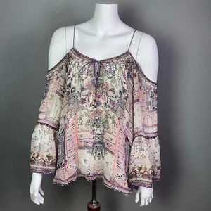 Camilla Revolve top small on the road print sheer Swarovski elegant boho - Picture 1 of 17