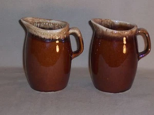 Lot of 2 HULL BROWN DRIP Smaller PITCHER or CREAMER - hull Oven Proof USA - Picture 1 of 9